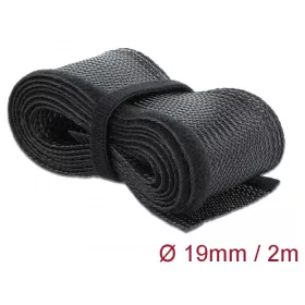   Delock Fonott kábelharisnya tépozárral 2 m x 19 mm fekete (DL-18857)