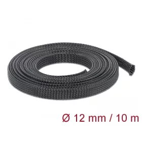   Delock Fonott kábelharisnya nyújtható 10 m x 12 mm fekete (DL-18902)