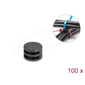   Delock Kábelkötegelő rögzítő csatolója átmérő 12 x magasság 8 mm 90 -ban csavarható fekete 100 db. (DL-18913)