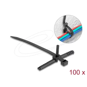   Delock Kábelkötegelő tiplivel Hx 150 x Sz 7,0 mm fekete 100 db. (DL-18914)