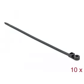   Delock Kábelkötöző szorító fűzőlyukkal Hx 300 x Sz 7,6 mm, 10 darab fekete (DL-18952)