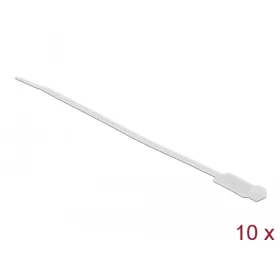   Delock Kábelkötöző címkével Hx 190 x Sz 4,8 mm, 10 darab fehér (DL-18956)