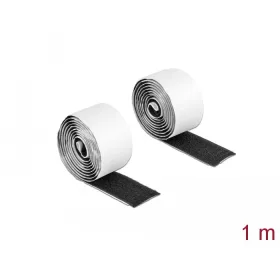   Delock Velcro öntapadó tépőzáras szalag-szett, H 1 m és Sz 25 mm fekete (DL-19060)