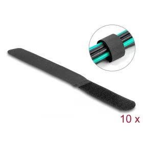   Delock Befűzős kábelkötegelő hossza 180 mm fekete 20 mm, 10 db (DL-19110)