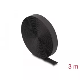   Delock Öntapadós szalag feltekercselve övvel Hx 3 m, Sz 20 mm fekete színű (DL-19111)