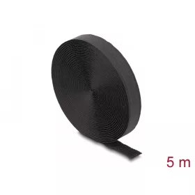   Delock öntapadós szalag feltekercselve övvel Hx 5 m, Sz 20 mm fekete színű (DL-19112)