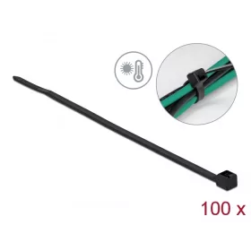   Delock Kábelkötöző ellenáll a forró hőmérsékletnek hossza 100 x szélessége 2,5 mm, 100 db. Fekete (DL-19229)