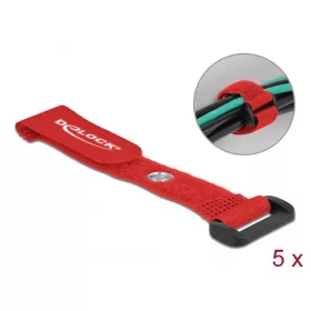   Delock Befűzős kábelkötegelő tépőzárral és szorító karikával hossza 150 mm, szélessége 20 mm, 5 db. (DL-19538)