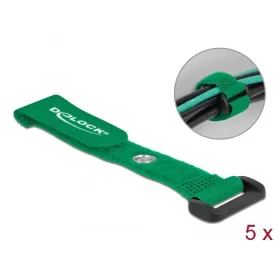   Delock Befűzős kábelkötegelő tépőzárral és szorító karikával hossza 150 mm, szélessége 20 mm, 5 db. (DL-19541)