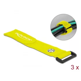   Delock Befűzős kábelkötegelő tépőzárral és szorító karikával hossza 280 mm, szélessége 38 mm, 3 db. (DL-19552)