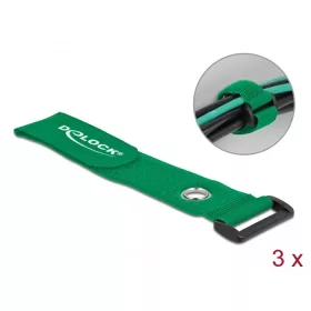   Delock Befűzős kábelkötegelő tépőzárral és szorító karikával hossza 280 mm, szélessége 38 mm, 3 db. (DL-19553)
