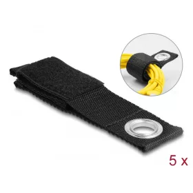   Delock Nagy teherbírású tépőzáras pánt szorító szemmel hossza 260 x szélessége 38 mm, 5 db. fekete (DL-19560)