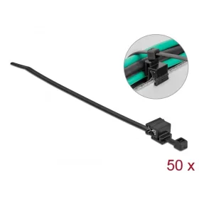   Delock Kábelkötöző szegélycsipesszel hossza 200 x szélessége 4,8 mm, 50 db. Fekete (DL-19565)