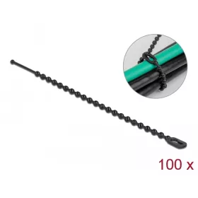   Delock Újrahasználható kötöző Hx 100 x Sz 2,4 mm 100 db. Fekete (DL-19566)