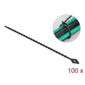   Delock Újrahasználható kötöző Hx 150 x Sz 2,4 mm 100 db. Fekete (DL-19568)
