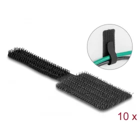   Delock Mini tépőzáras kábeltartó hossza 90 mm és szélessége 24 mm, 10 db. fekete, öntapadós (DL-19582)