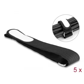   Delock Tépőzáras kábelkötegelő horoggal és feliratozható felülettel Hx 457 mm és Sz 25 mm 5 db. fekete (DL-19619)
