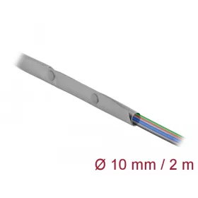   Delock Kábelkarmantyú patent szorítóval 2 m x 10 mm szürke / fekete (DL-20725)