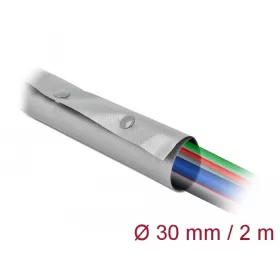   Delock Kábelkarmantyú patent szorítóval 2 m x 30 mm szürke / fekete (DL-20727)