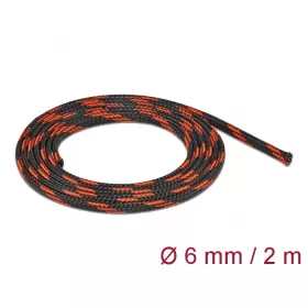   Delock Fonott kábelharisnya nyújtható 2 m x 6 mm fekete-piros (DL-20738)