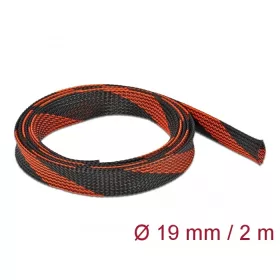   Delock Fonott kábelharisnya nyújtható 2 m x 19 mm fekete-piros (DL-20743)
