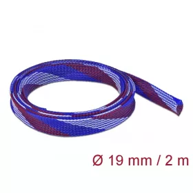   Delock Fonott kábelharisnya nyújtható 2 m x 19 mm kék-piros-fehér (DL-20746)