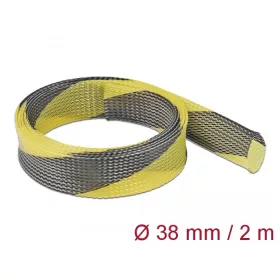   Delock Fonott kábelharisnya nyújtható 2 m x 38 mm fekete-sárga (DL-20752)