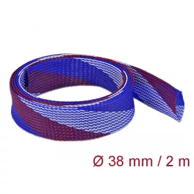   Delock Fonott kábelharisnya nyújtható 2 m x 38 mm kék-piros-fehér (DL-20756)