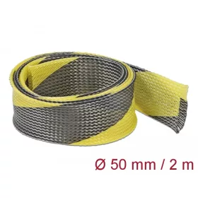   Delock Fonott kábelharisnya nyújtható 2 m x 50 mm fekete-sárga (DL-20757)
