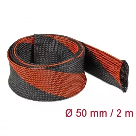   Delock Fonott kábelharisnya nyújtható 2 m x 50 mm fekete-piros (DL-20758)