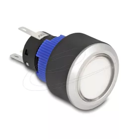   Delock Kiálló nyomógomb installációhoz 22 mm 5 db. forrasztott csatlakozó működtetővel lapos, műanyag fehér LED világítás (DL-22046)
