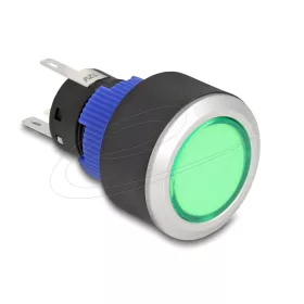   Delock Kiálló nyomógomb installációhoz 22 mm 5 db. forrasztott csatlakozó működtetővel lapos, műanyag zöld LED világítás (DL-22048)