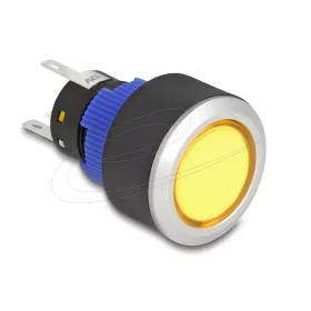   Delock Kiálló nyomógomb installációhoz 22 mm 5 db. forrasztott csatlakozó működtetővel lapos, műanyag sárga LED világítás (DL-22050)