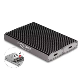   Delock USB Type-C  kettős kombinált külső ház 2 x M.2 NVMe PCIe vagy SATA SSD-hez - eszköz nélkül csatlakoztatható (DL-42028)