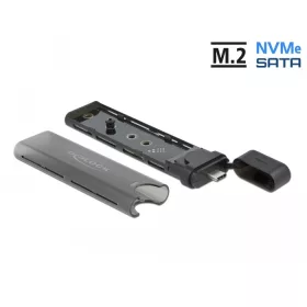   Delock Külső USB Type-C  kombinált ház M.2 NVMe PCIe vagy SATA SSD eszközhöz - szerszám mentes (DL-42635)