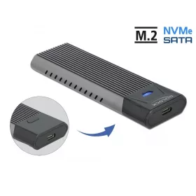   Delock Külső USB Type-C  kombinált ház M.2 NVMe PCIe vagy SATA SSD eszközhöz - szerszám mentes (DL-42638)