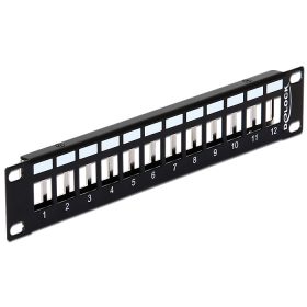   Delock 10  Keystone Patch Panel 12 portos fém, fekete színű (DL-43326)