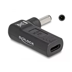   Delock Laptop töltőkábel adapter USB Type-C  anya - Dell 4,5 x 3,0 mm apa 90  fokban hajlított (DL-60007)