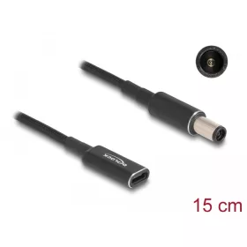   Delock Laptop töltőkábel adapterkábel USB Type-C anya - HP 7,4 x 5,0 mm apa 15 cm (DL-60032)