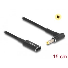   Delock Laptop töltőkábel adapterkábel USB Type-C anya - HP 4,8 x 1,7 mm apa 90 fokban hajlított 15 cm (DL-60033)