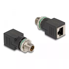   Delock M12 adapter X-kódolt 8 tűs apa - RJ45 anya egyenes (DL-60065)