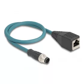   Delock M12 adapter kábel A-kódolt 8 tűs apa - RJ45 anya 50 cm (DL-60069)