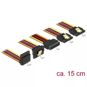   Delock 15 pin-es SATA kábel bemeneti zár funkcióval > 15 pin-es SATA tápcsatlakozó kimeneti 2 x egye (DL-60147)