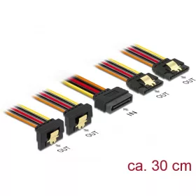   Delock 15 pin-es SATA kábel bemeneti zár funkcióval > 15 pin-es SATA tápcsatlakozó kimeneti 2 x egye (DL-60151)
