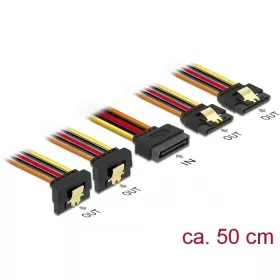   Delock 15 pin-es SATA kábel bemeneti zár funkcióval > 15 pin-es SATA tápcsatlakozó kimeneti 2 x egye (DL-60152)