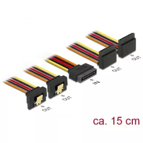   Delock 15 pin-es SATA kábel bemeneti zár funkcióval > 15 pin-es SATA tápcsatlakozó kimeneti 2 x lefe (DL-60153)