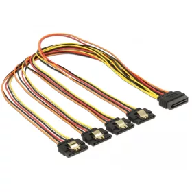   Delock 15 pin-es SATA kábel > 15 pin-es SATA tápcsatlakozó kimeneti 4 x egyenes 50 cm (DL-60158)