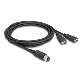   Delock M12 kábel A-kódú, 8 tűs anya- 2 x USB 2.0 A-típusú anya 2 m fekete (DL-60291)