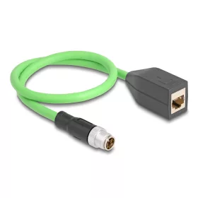   Delock Kábel M12 X kódolt 8 tűs apa - RJ45 anya PUR (TPU) 0,5 m (DL-60572)