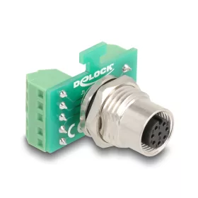   Delock M12 transzfer modul adapter 8 tűs A-kódú anya - 9 tűs sorkapocs installáláshoz (DL-60663)
